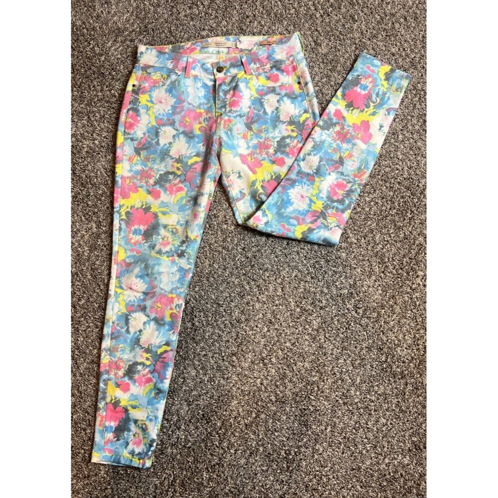 Zara Trafaluc Skinny Pants Jeggings Floral Pattern Women's Size 8